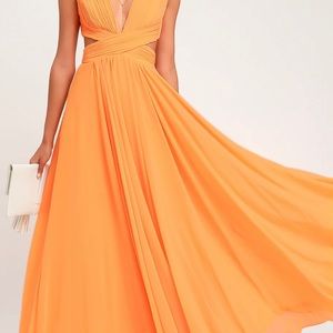 Lulu’s Vivid Imagination Bright Orange Cutout Maxi Dress